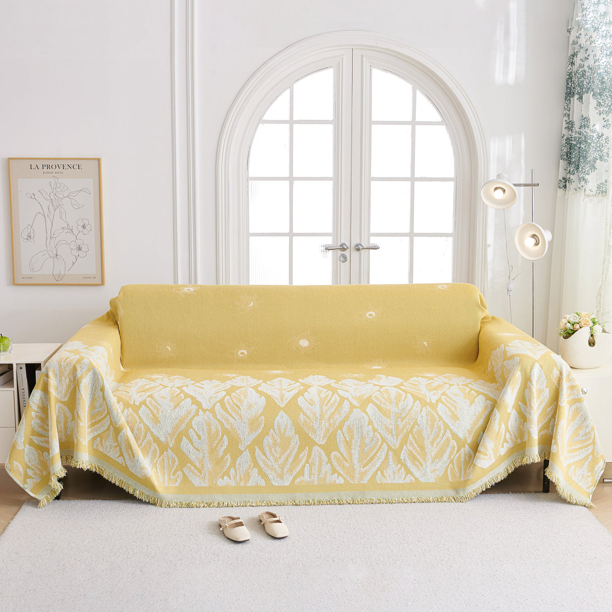 Soft Woven Leaf Couch Blanket, Pet-friendly Sectional Sofa Slipcover For Cats Dogs