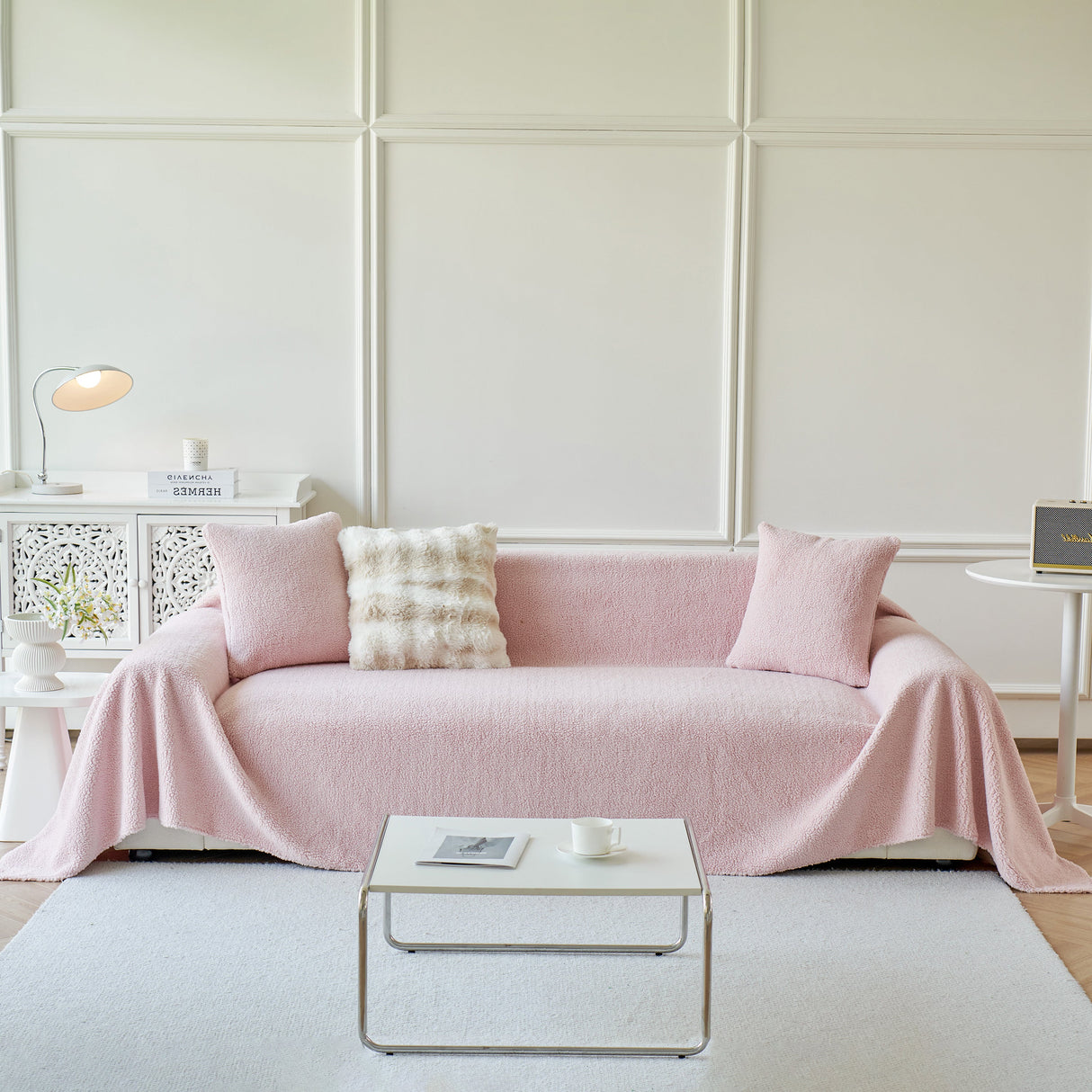 Thick Sherpa Fleece Sofa Protector Cover Stylish Durable Slipcovers for Couches and Chairs