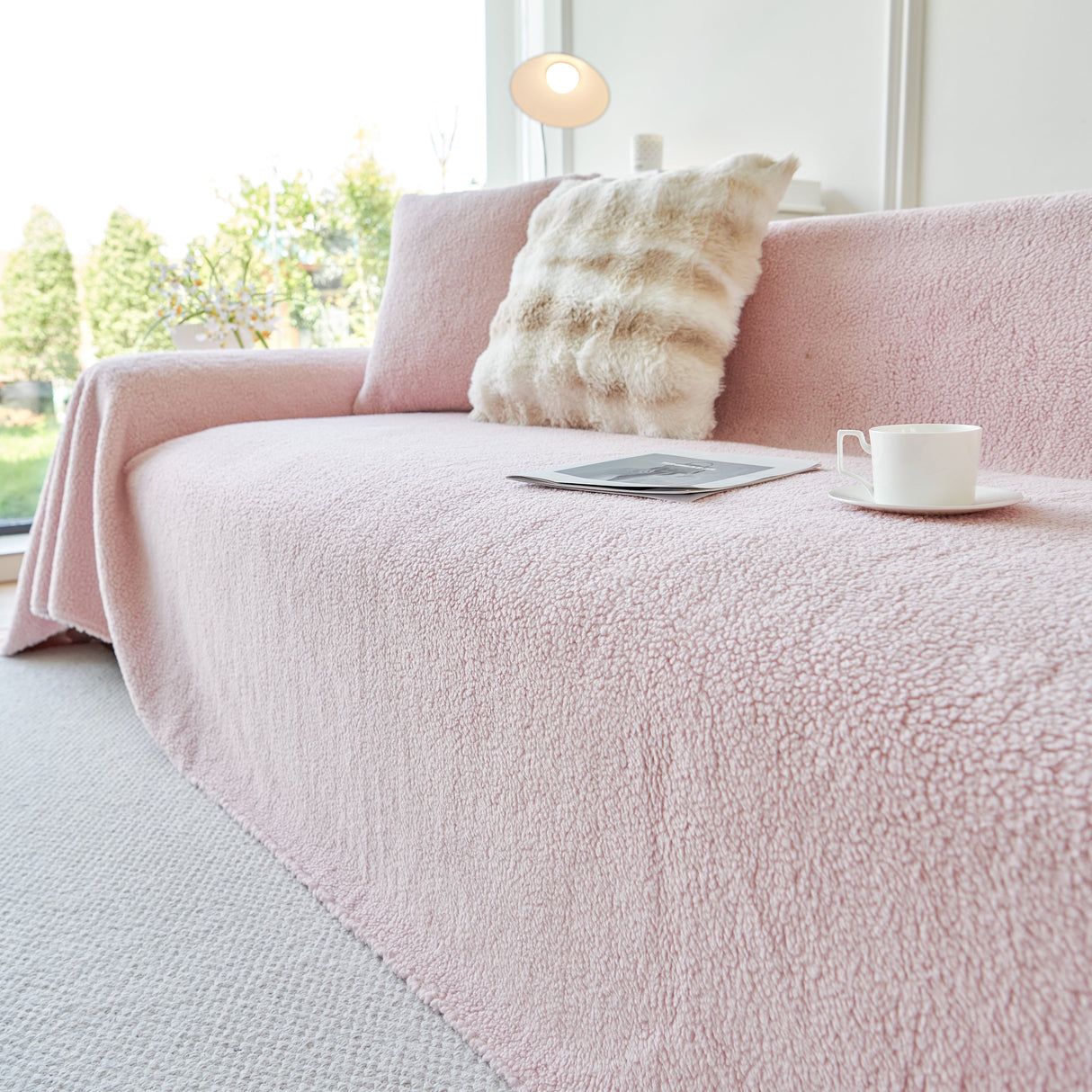 Thick Sherpa Fleece Sofa Protector Cover Stylish Durable Slipcovers for Couches and Chairs