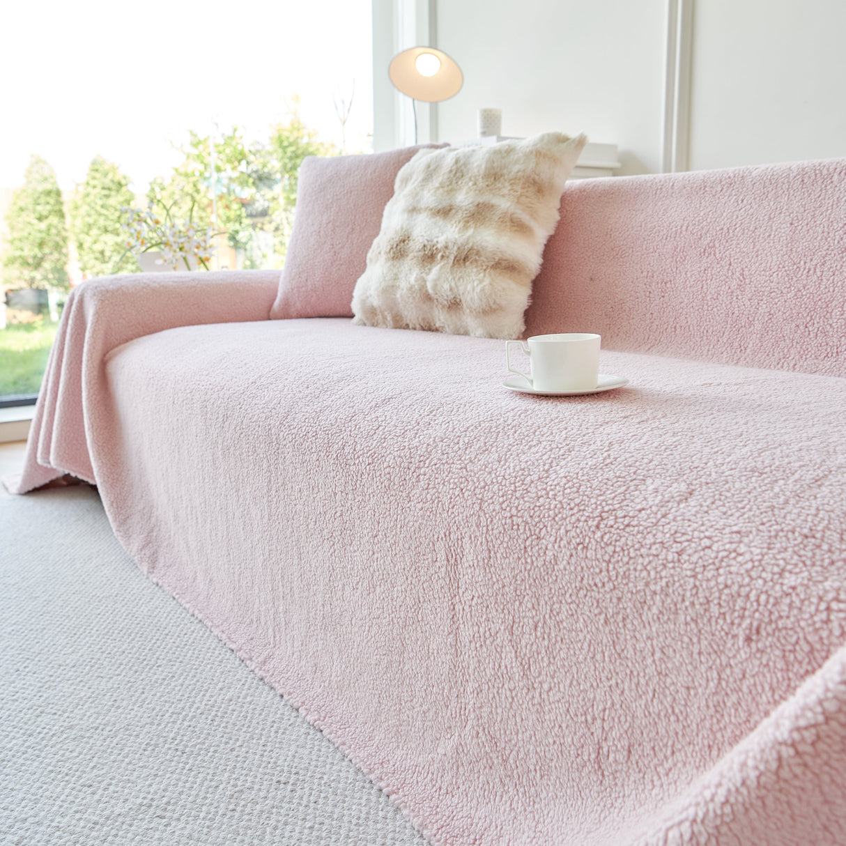 Thick Sherpa Fleece Sofa Protector Cover Stylish Durable Slipcovers for Couches and Chairs