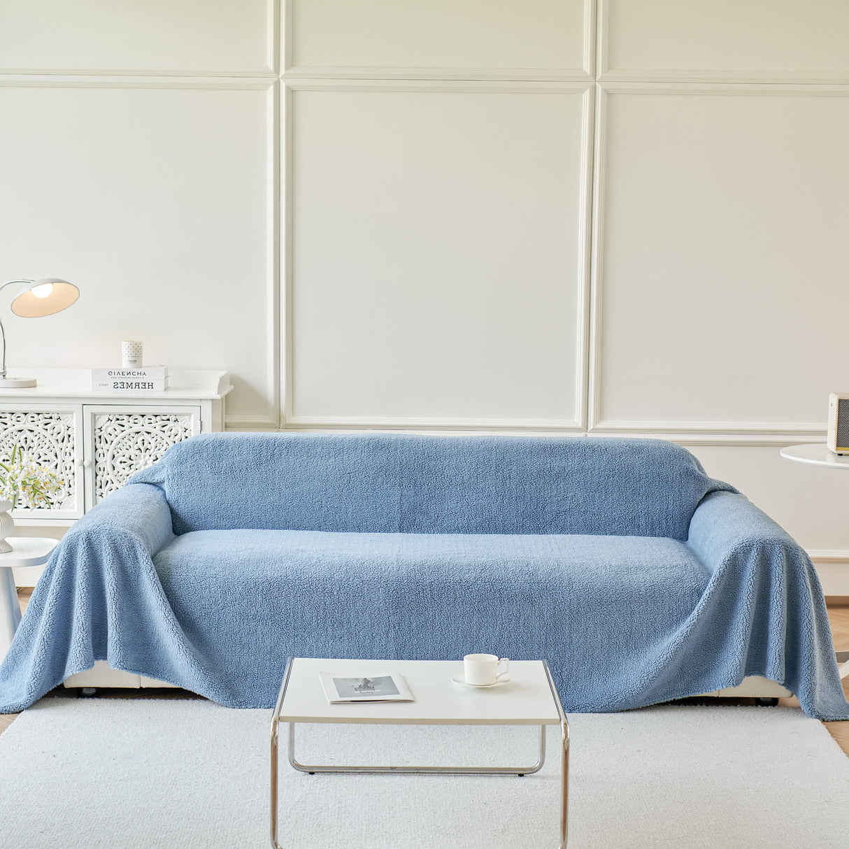 Thick Sherpa Fleece Sofa Protector Cover Stylish Durable Slipcovers for Couches and Chairs