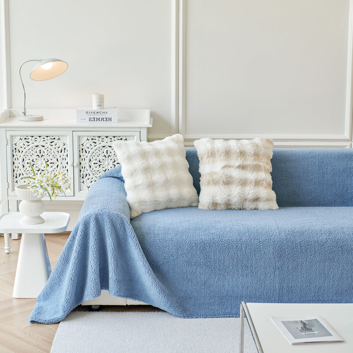 Thick Sherpa Fleece Sofa Protector Cover Stylish Durable Slipcovers for Couches and Chairs