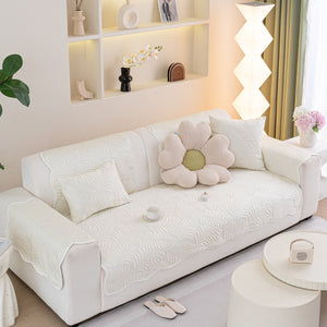 Sofa Cover for Leather & Fabric Couches, 3D Leaf Embossed Quilted Furniture Covers