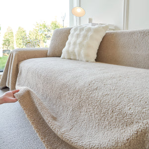 Thick Sherpa Fleece Sofa Protector Cover Stylish Durable Slipcovers for Couches and Chairs
