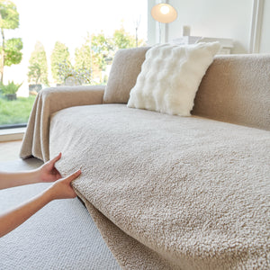 Thick Sherpa Fleece Sofa Protector Cover Stylish Durable Slipcovers for Couches and Chairs