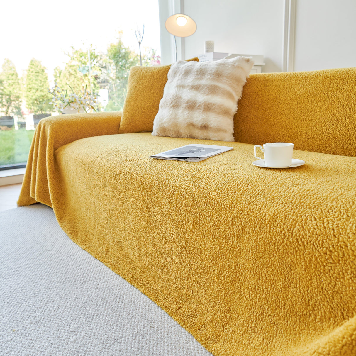 Thick Sherpa Fleece Sofa Protector Cover Stylish Durable Slipcovers for Couches and Chairs