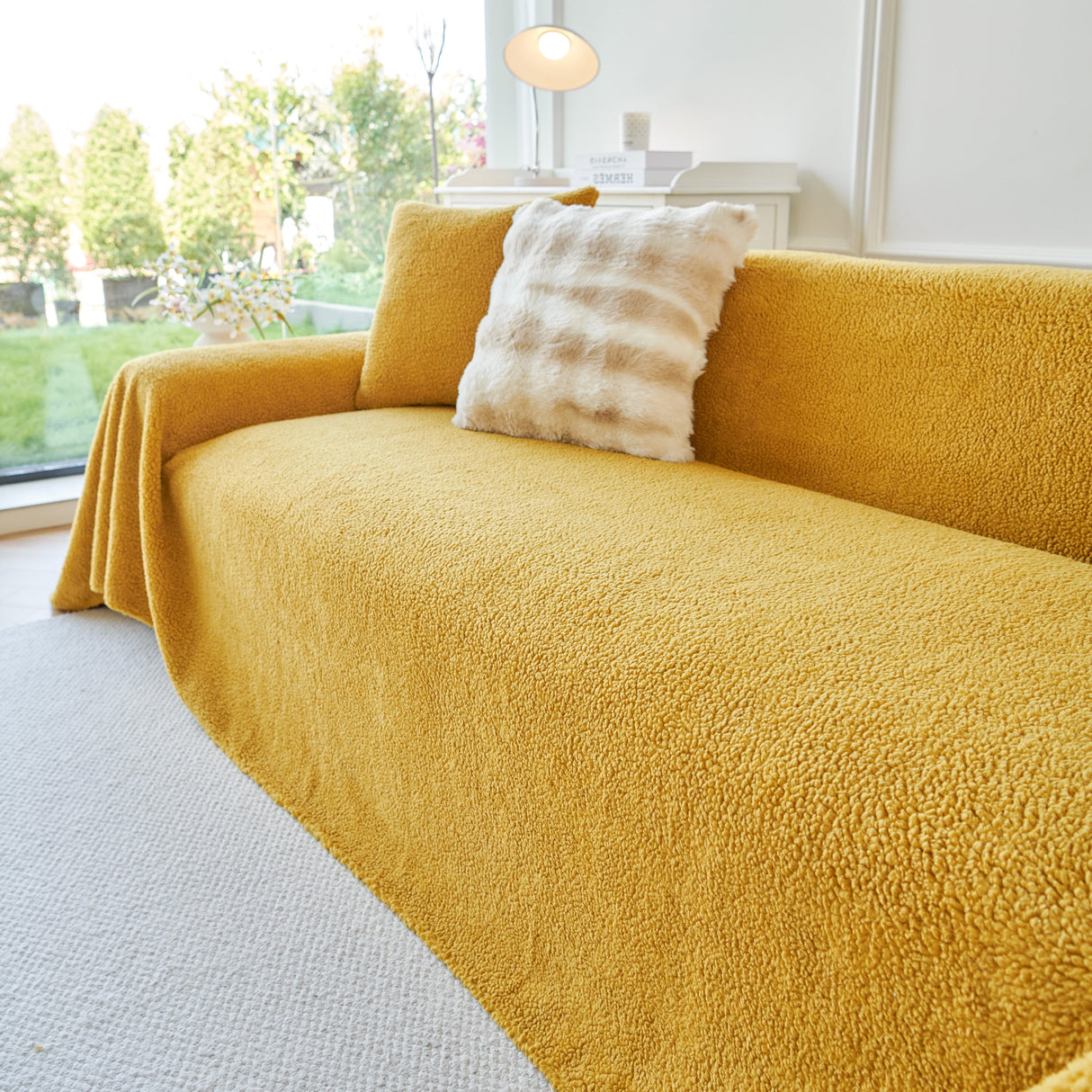 Thick Sherpa Fleece Sofa Protector Cover Stylish Durable Slipcovers for Couches and Chairs