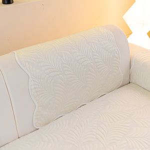 Sofa Cover for Leather & Fabric Couches, 3D Leaf Embossed Quilted Furniture Covers