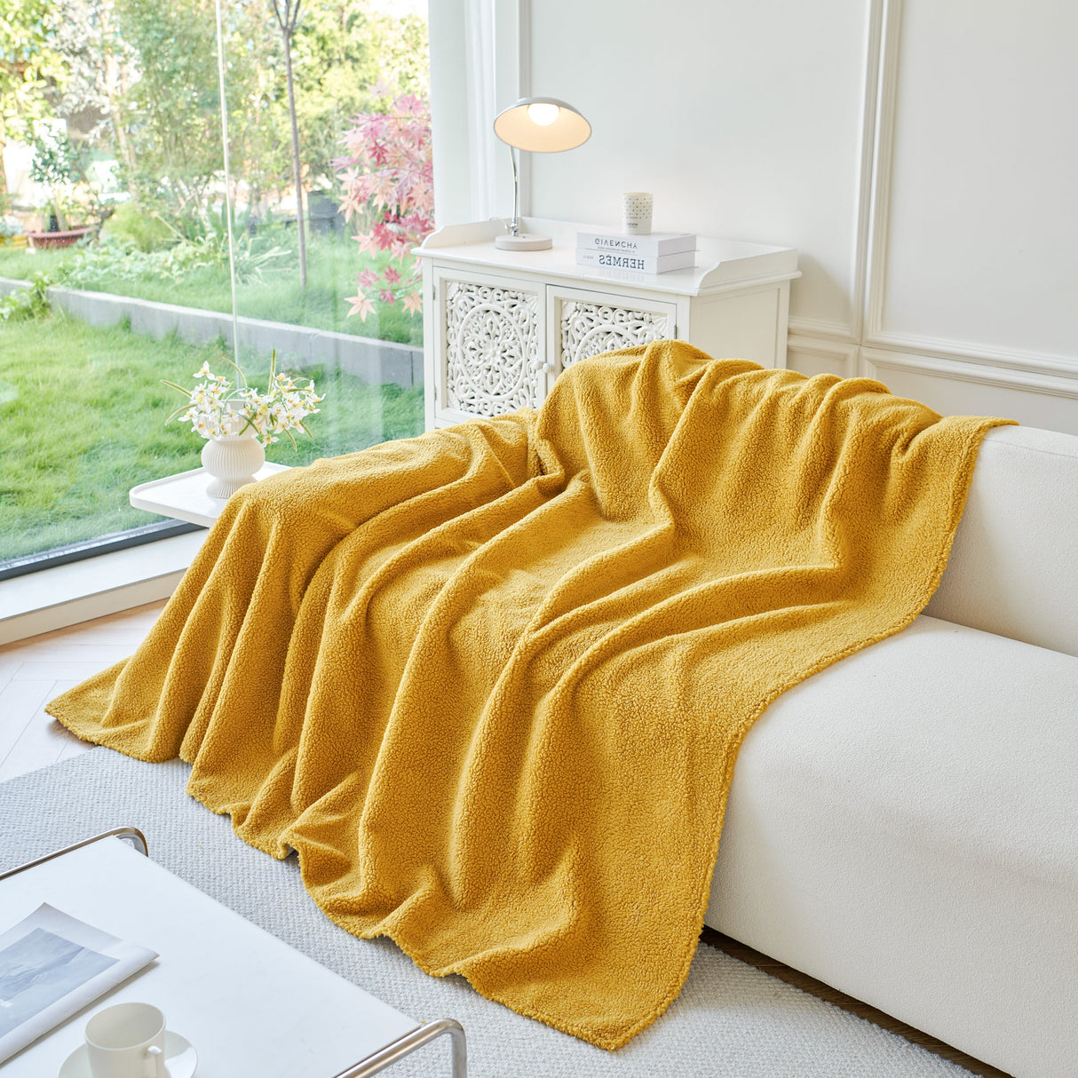 Thick Sherpa Fleece Sofa Protector Cover Stylish Durable Slipcovers for Couches and Chairs