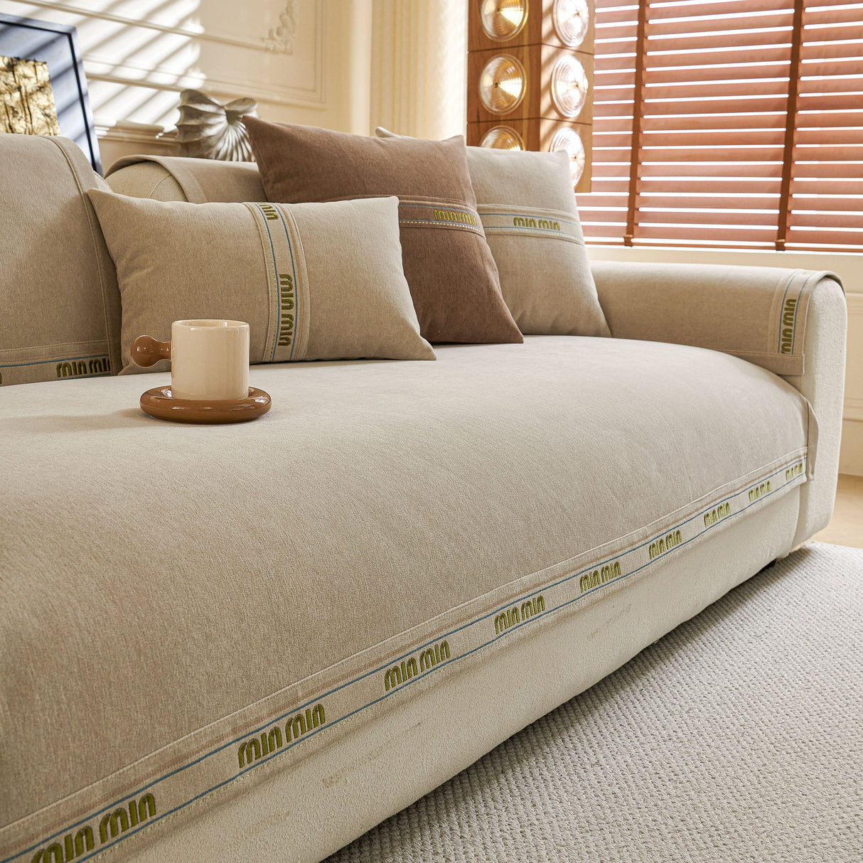 Chenille Sofa Cover Pet Mat, Non-Slip Couch Protector for Sectional & L-Shaped Sofas