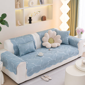 Sofa Cover for Leather & Fabric Couches, 3D Leaf Embossed Quilted Furniture Covers