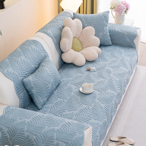 Sofa Cover for Leather & Fabric Couches, 3D Leaf Embossed Quilted Furniture Covers