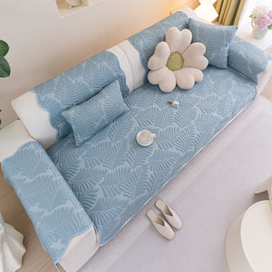Sofa Cover for Leather & Fabric Couches, 3D Leaf Embossed Quilted Furniture Covers