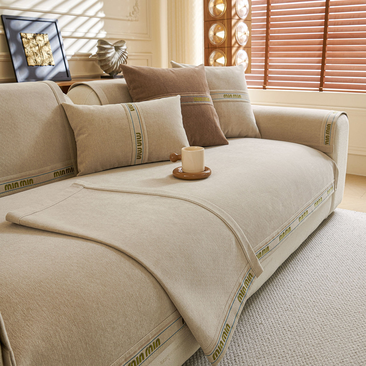 Chenille Sofa Cover Pet Mat, Non-Slip Couch Protector for Sectional & L-Shaped Sofas