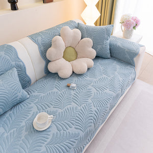 Sofa Cover for Leather & Fabric Couches, 3D Leaf Embossed Quilted Furniture Covers