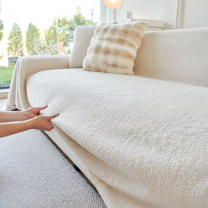 Thick Sherpa Fleece Sofa Protector Cover Stylish Durable Slipcovers for Couches and Chairs