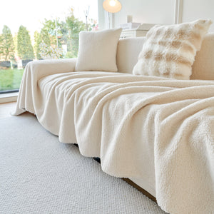 Thick Sherpa Fleece Sofa Protector Cover Stylish Durable Slipcovers for Couches and Chairs