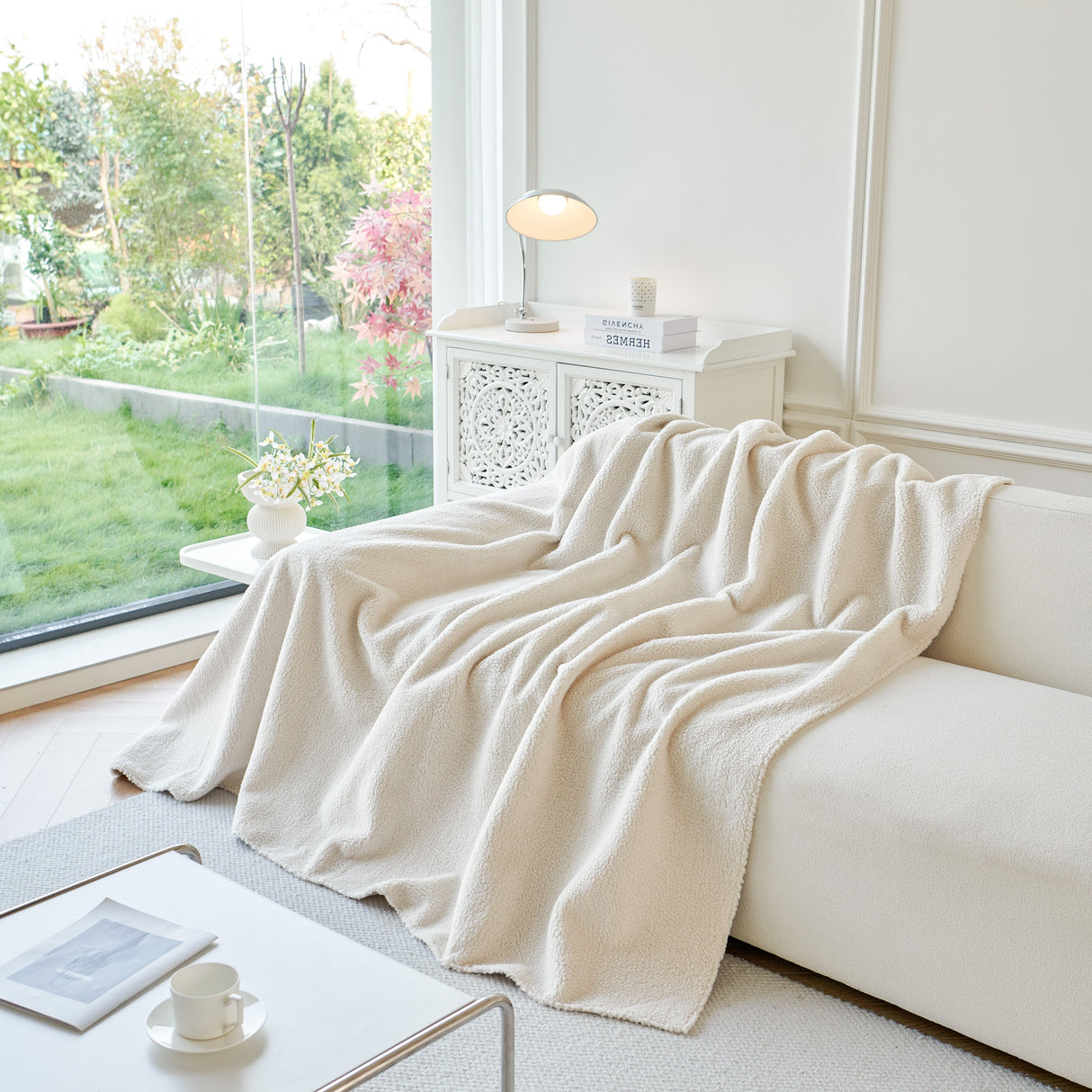 Thick Sherpa Fleece Sofa Protector Cover Stylish Durable Slipcovers for Couches and Chairs