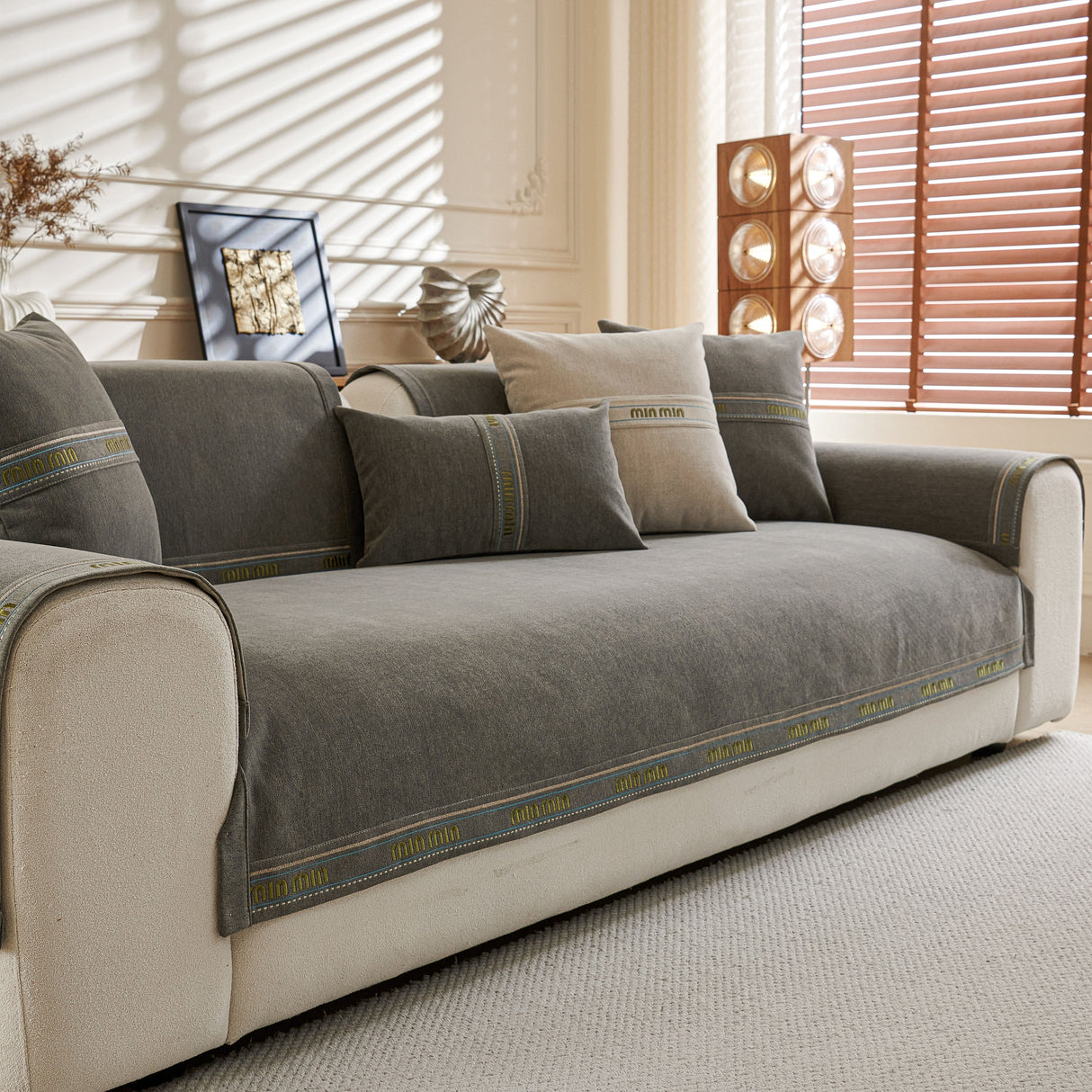 Chenille Sofa Cover Pet Mat, Non-Slip Couch Protector for Sectional & L-Shaped Sofas