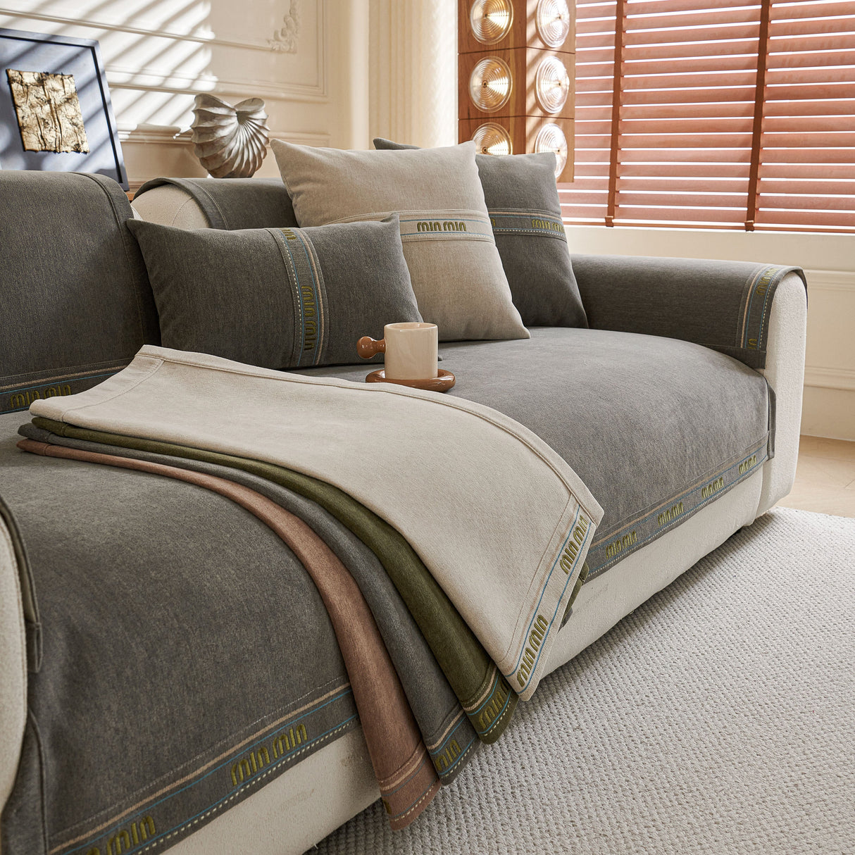 Chenille Sofa Cover Pet Mat, Non-Slip Couch Protector for Sectional & L-Shaped Sofas