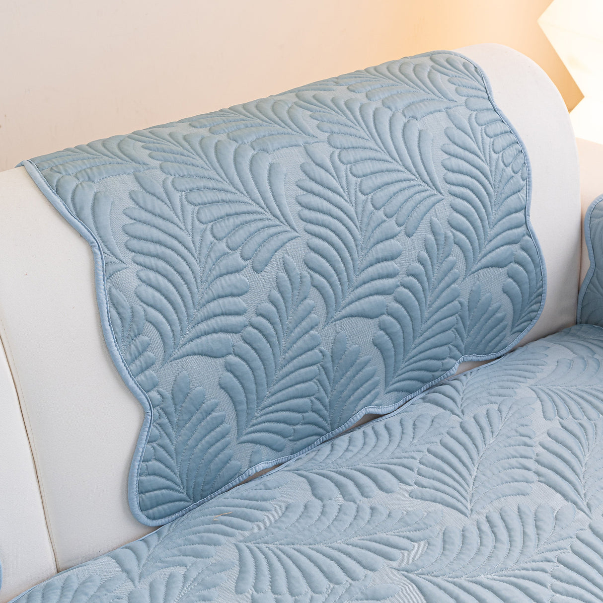 Sofa Cover for Leather & Fabric Couches, 3D Leaf Embossed Quilted Furniture Covers