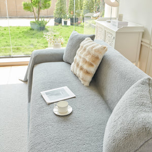 Thick Sherpa Fleece Sofa Protector Cover Stylish Durable Slipcovers for Couches and Chairs
