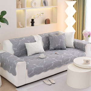 Sofa Cover for Leather & Fabric Couches, 3D Leaf Embossed Quilted Furniture Covers