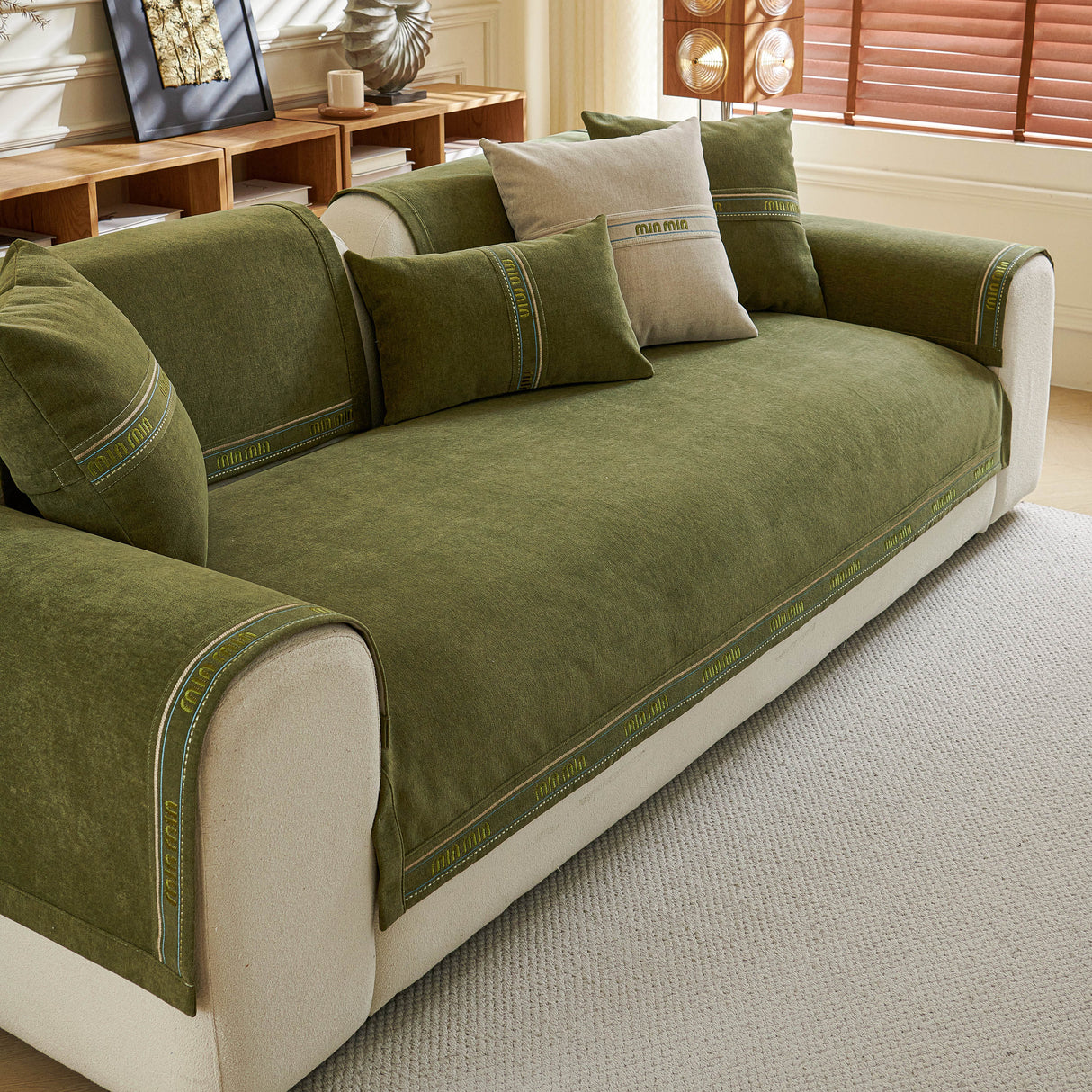 Chenille Sofa Cover Pet Mat, Non-Slip Couch Protector for Sectional & L-Shaped Sofas