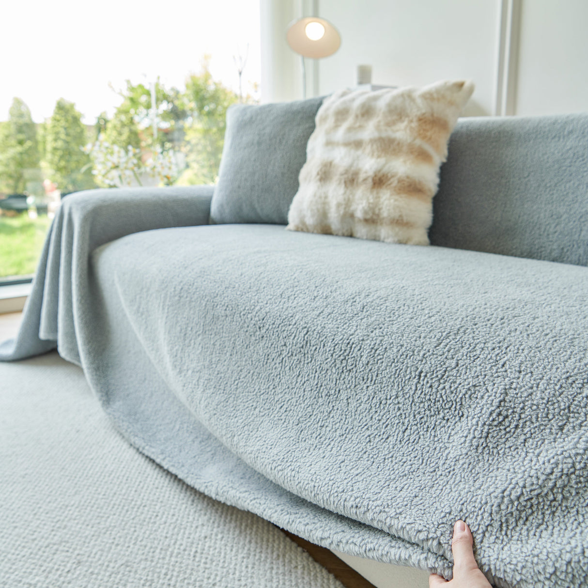 Thick Sherpa Fleece Sofa Protector Cover Stylish Durable Slipcovers for Couches and Chairs