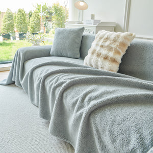 Thick Sherpa Fleece Sofa Protector Cover Stylish Durable Slipcovers for Couches and Chairs
