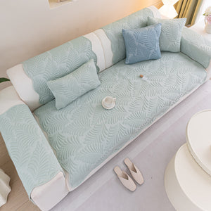 Sofa Cover for Leather & Fabric Couches, 3D Leaf Embossed Quilted Furniture Covers