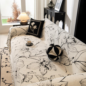 Large Floral Sofa Cover Throw Blanket, Plush Jacquard Non-Shedding Couch Cover for Pets