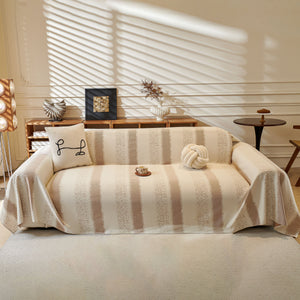 Modern Striped Couch Protector Blanket, Furniture Slipcover for L Shaped Sectionals