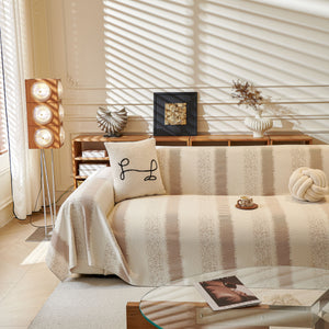 Modern Striped Couch Protector Blanket, Furniture Slipcover for L Shaped Sectionals