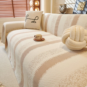 Modern Striped Couch Protector Blanket, Furniture Slipcover for L Shaped Sectionals