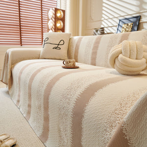 Modern Striped Couch Protector Blanket, Furniture Slipcover for L Shaped Sectionals