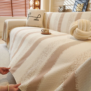 Modern Striped Couch Protector Blanket, Furniture Slipcover for L Shaped Sectionals