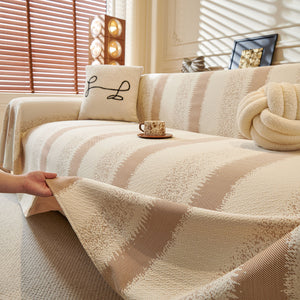 Modern Striped Couch Protector Blanket, Furniture Slipcover for L Shaped Sectionals