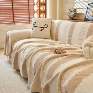 Modern Striped Couch Protector Blanket, Furniture Slipcover for L Shaped Sectionals