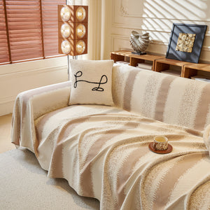 Modern Striped Couch Protector Blanket, Furniture Slipcover for L Shaped Sectionals