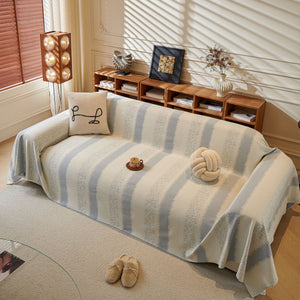 Modern Striped Couch Protector Blanket, Furniture Slipcover for L Shaped Sectionals