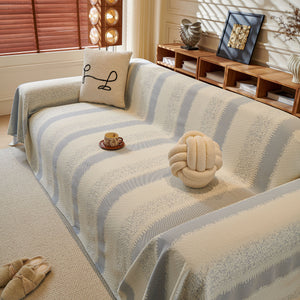 Modern Striped Couch Protector Blanket, Furniture Slipcover for L Shaped Sectionals