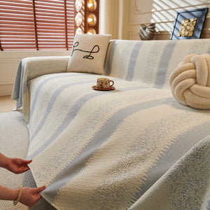 Modern Striped Couch Protector Blanket, Furniture Slipcover for L Shaped Sectionals