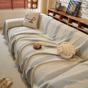 Modern Striped Couch Protector Blanket, Furniture Slipcover for L Shaped Sectionals