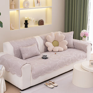 Sofa Cover for Leather & Fabric Couches, 3D Leaf Embossed Quilted Furniture Covers