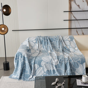 Chenille Jacquard Sofa Throw Cover with Tassels, All-Season Furniture Protector for Home and Office