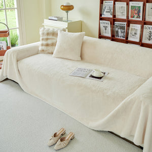 Faux Fur Smooth Plush Comfy Couch Covers, Soft Thicked Durable Blankets and Throws for Sofas