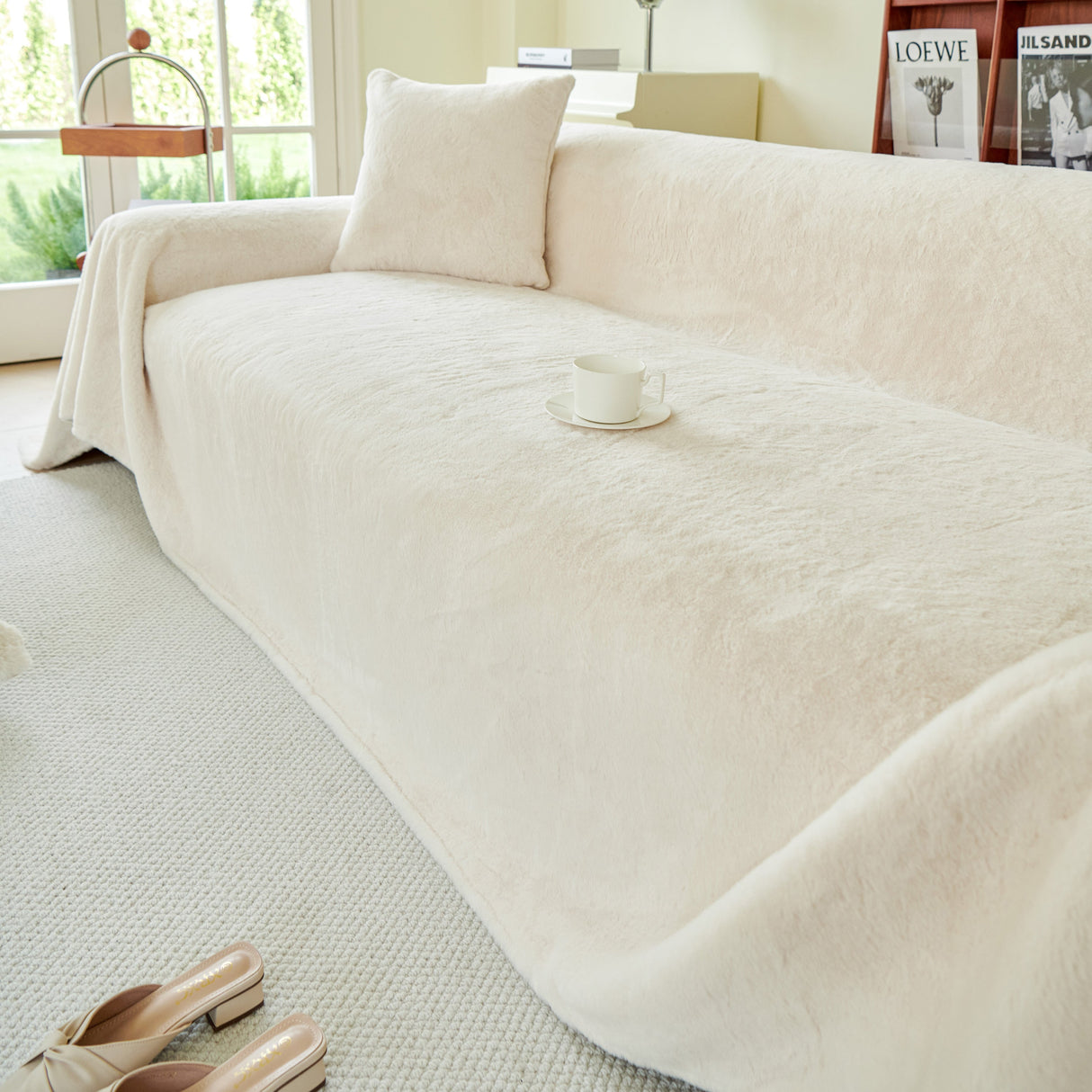 Faux Fur Smooth Plush Comfy Couch Covers, Soft Thicked Durable Blankets and Throws for Sofas