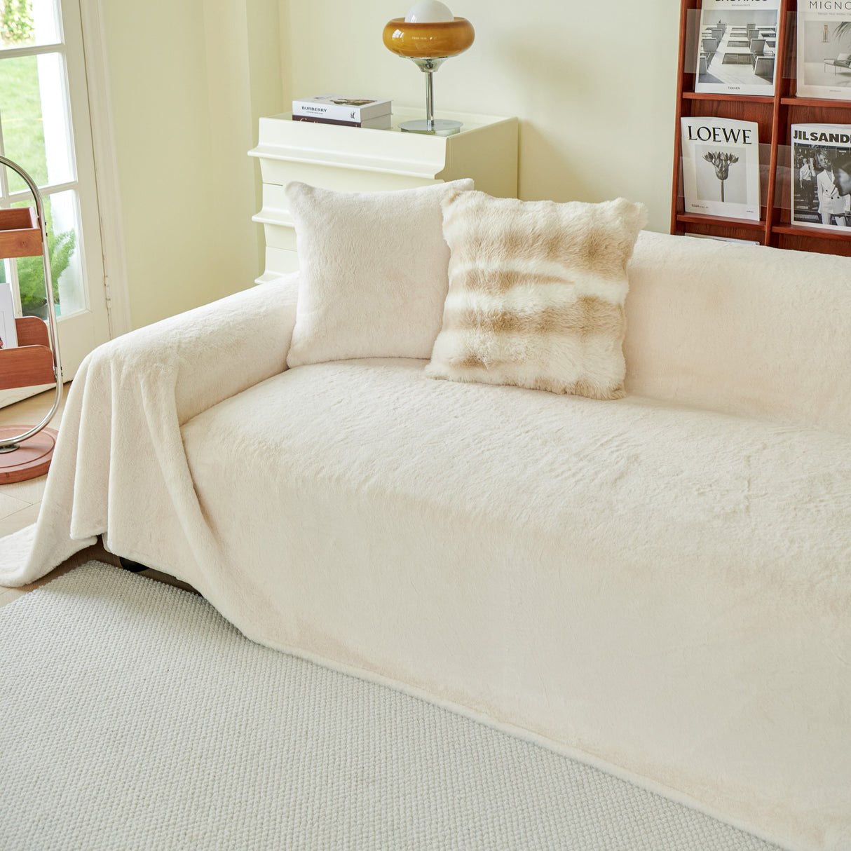 Faux Fur Smooth Plush Comfy Couch Covers, Soft Thicked Durable Blankets and Throws for Sofas