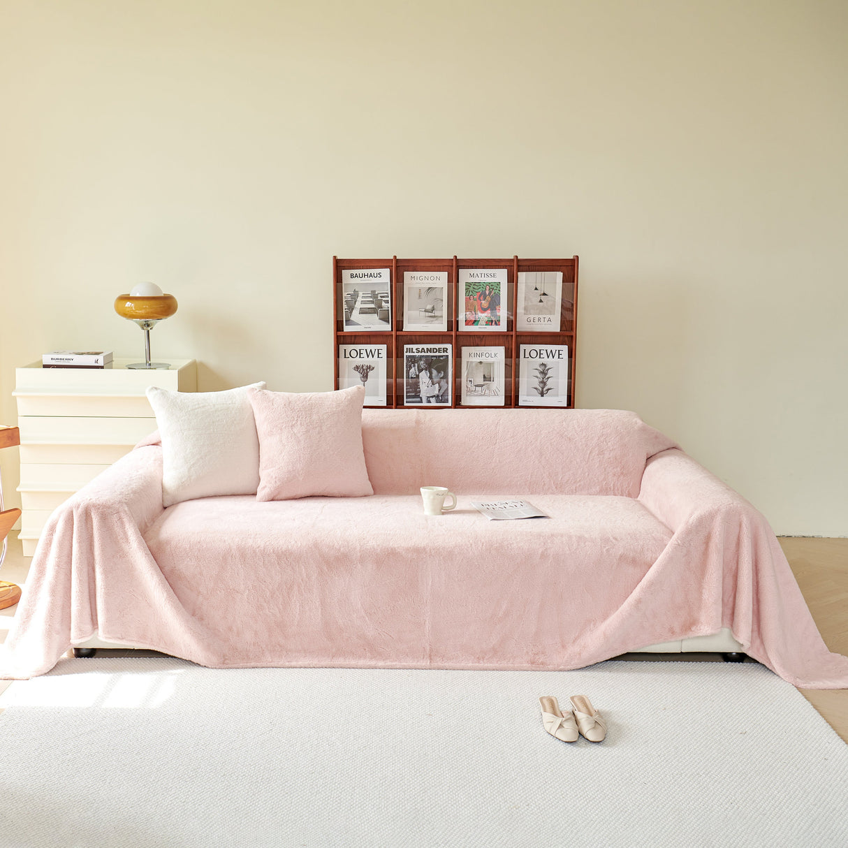 Faux Fur Smooth Plush Comfy Couch Covers, Soft Thicked Durable Blankets and Throws for Sofas